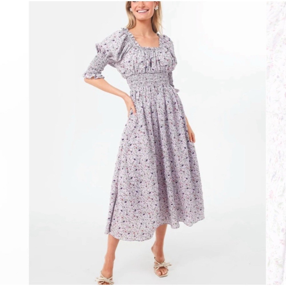 Tuckernuck Hyacinth‎ House Lilac Ruched Neck Cali Midi Dress Small S